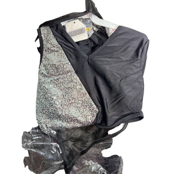 Curtain Call One Leg Dance Costume Leotard Child Size XL CXL Color Guard 3Pc NWT - Picture 9 of 14